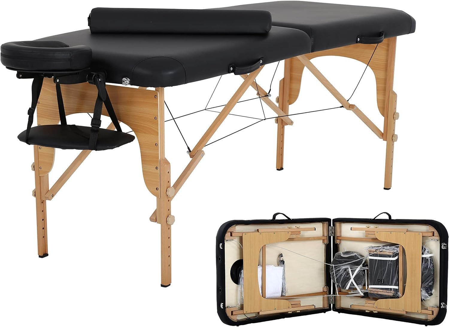 Widen Massage Tables Portable Lash Bed 73 Long 24 Wide Tattoo Table, Height Adjustable Portable Spa Bed, 2 Folding Chiropractic Table w/Carry Case/Face Cradle/Hand Pallet for Physical Therapist