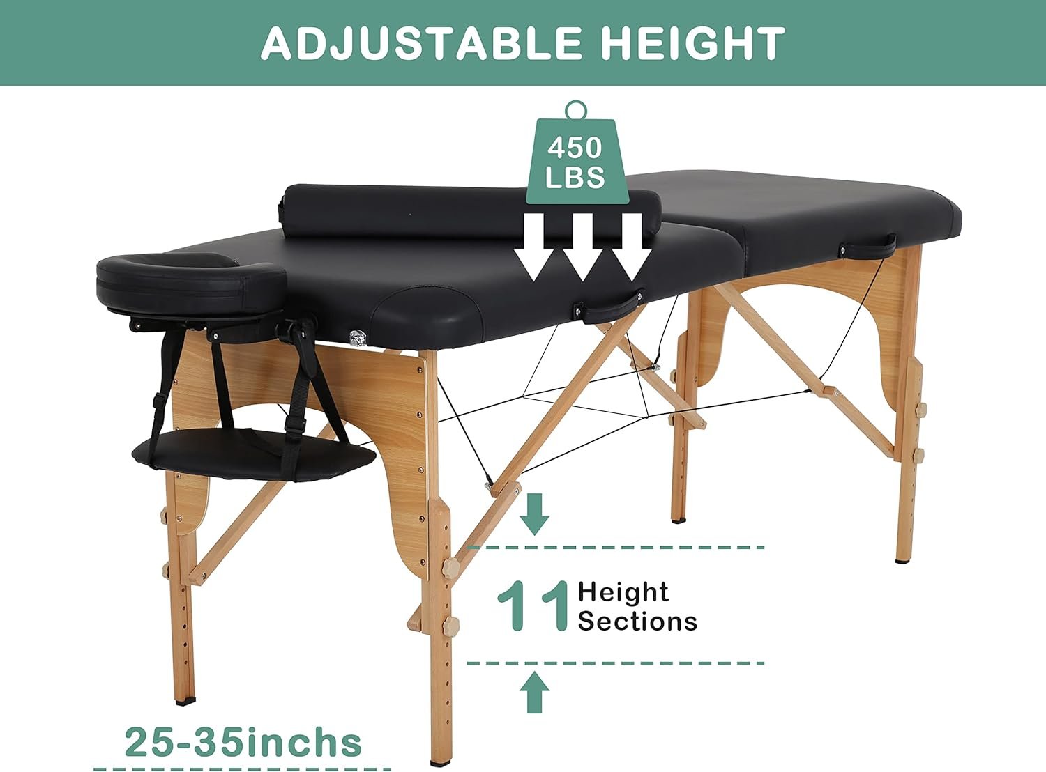 Widen Massage Tables Portable Lash Bed 73 Long 24 Wide Tattoo Table, Height Adjustable Portable Spa Bed, 2 Folding Chiropractic Table w/Carry Case/Face Cradle/Hand Pallet for Physical Therapist