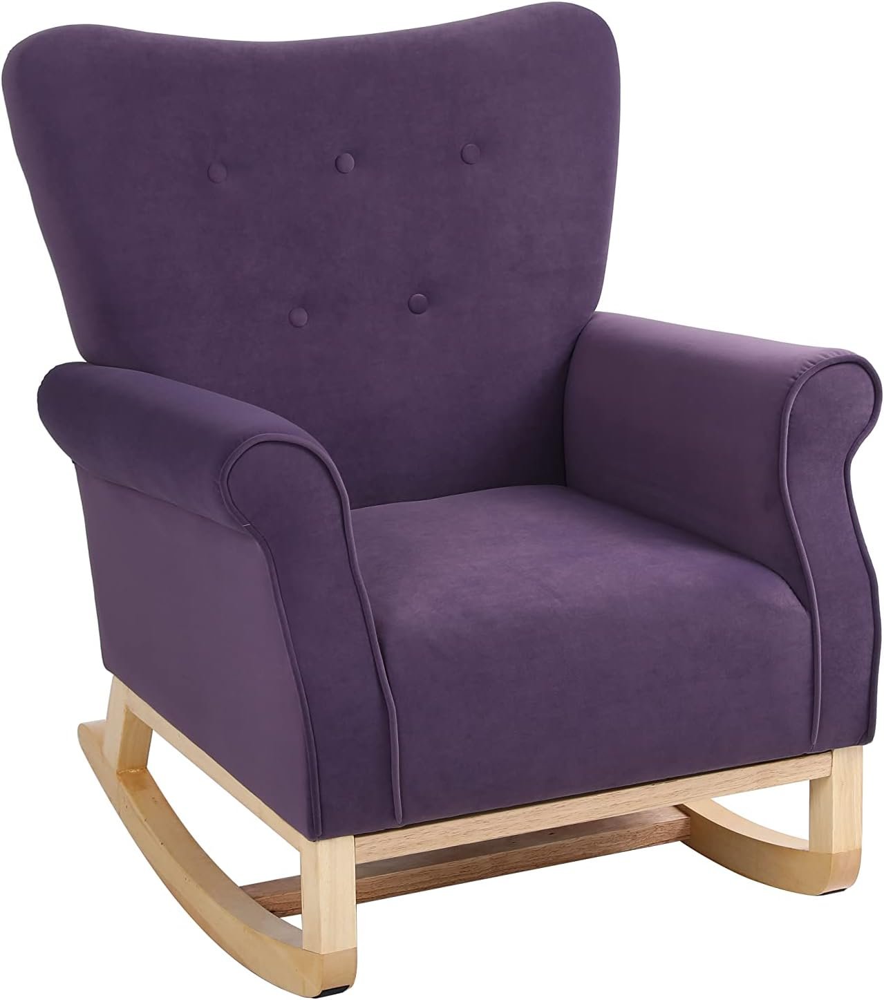 Yehha Rocking Glider Chair for Nursery, Solid Wooden Frame with Velvet, Anti-Tipping Design, Modern Faric Leisure Single Sofa for Living, Bedroom, Baby Room (Lavender Purple)