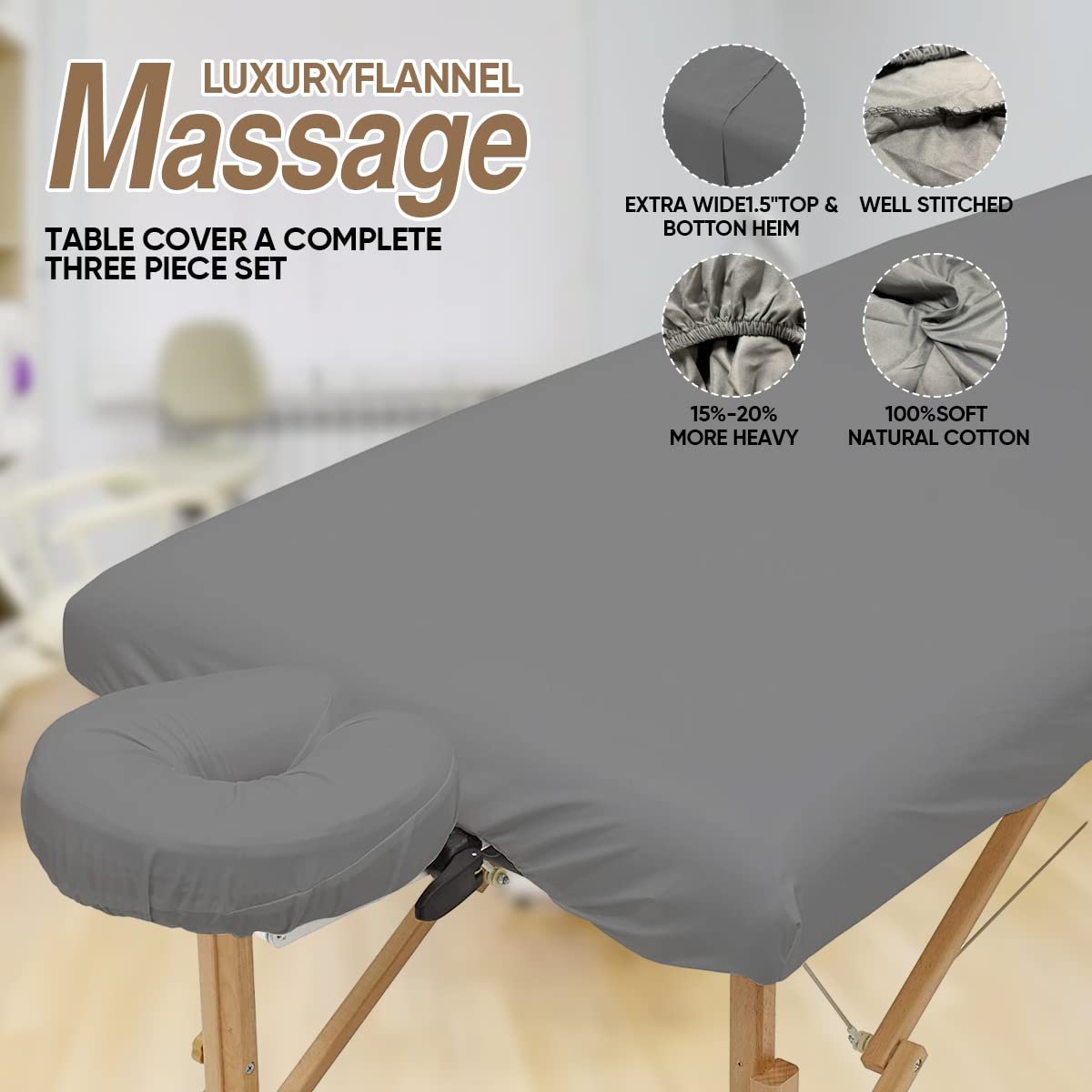 4 Sets Massage Sheet Set, Premium Facial Bed Cover Includes Flat and Fitted Sheets with Face Cradle Cover Stain and Wrinkle-Resistant, for Massage Tables, Includes Pad and Face Rest Covers