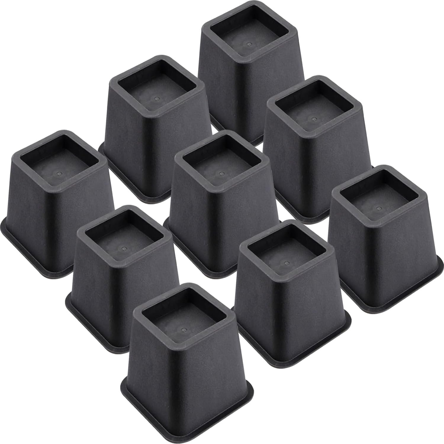 Bed Risers 3 Inch/5Inch, Heavy Duty Furniture Risers, Bed Elevators for Sofa Desk Chair, Lifts Up to 1,500 lb, Set of 9/8, Black (3inch)