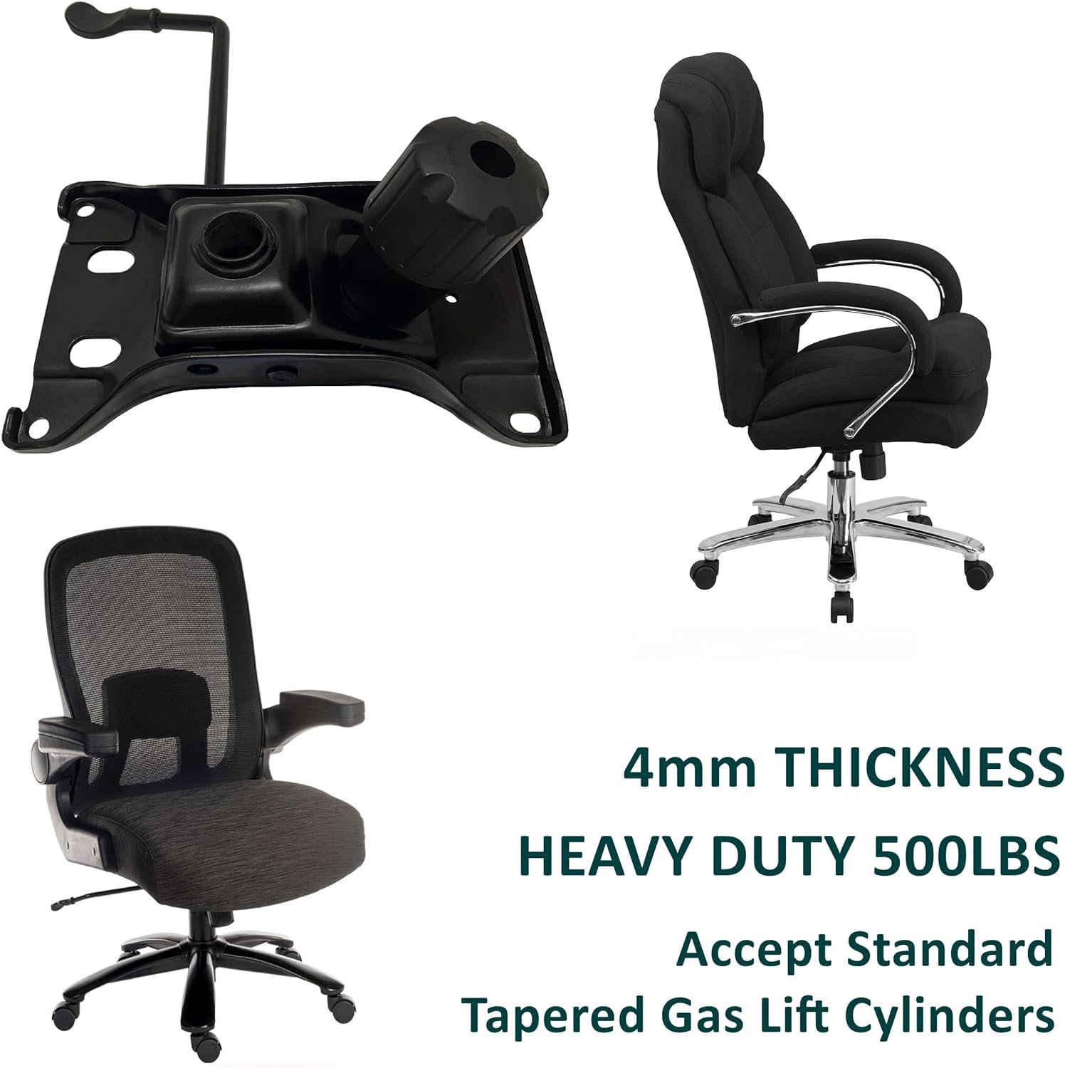 Heavy Duty 500LBs Office Chair Tilt Control Mechanism Replacement Parts, Office Chair Swivel Tilt Base W/5.95 x 10.15 Mounting Holes - Black