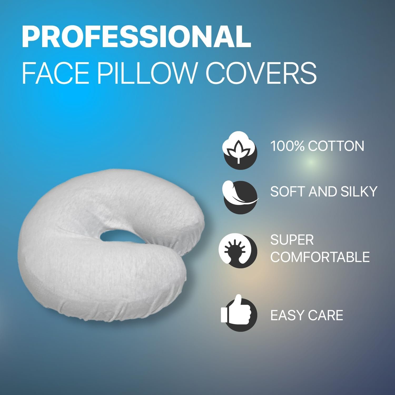 Massage Face Rest Cradle Cover by Acuforce | Patented Face Pillow Covers | 100% Cotton  Seamless | Crescent Cover Fits Massage Table  Chair Cushions (3 Pack, White)